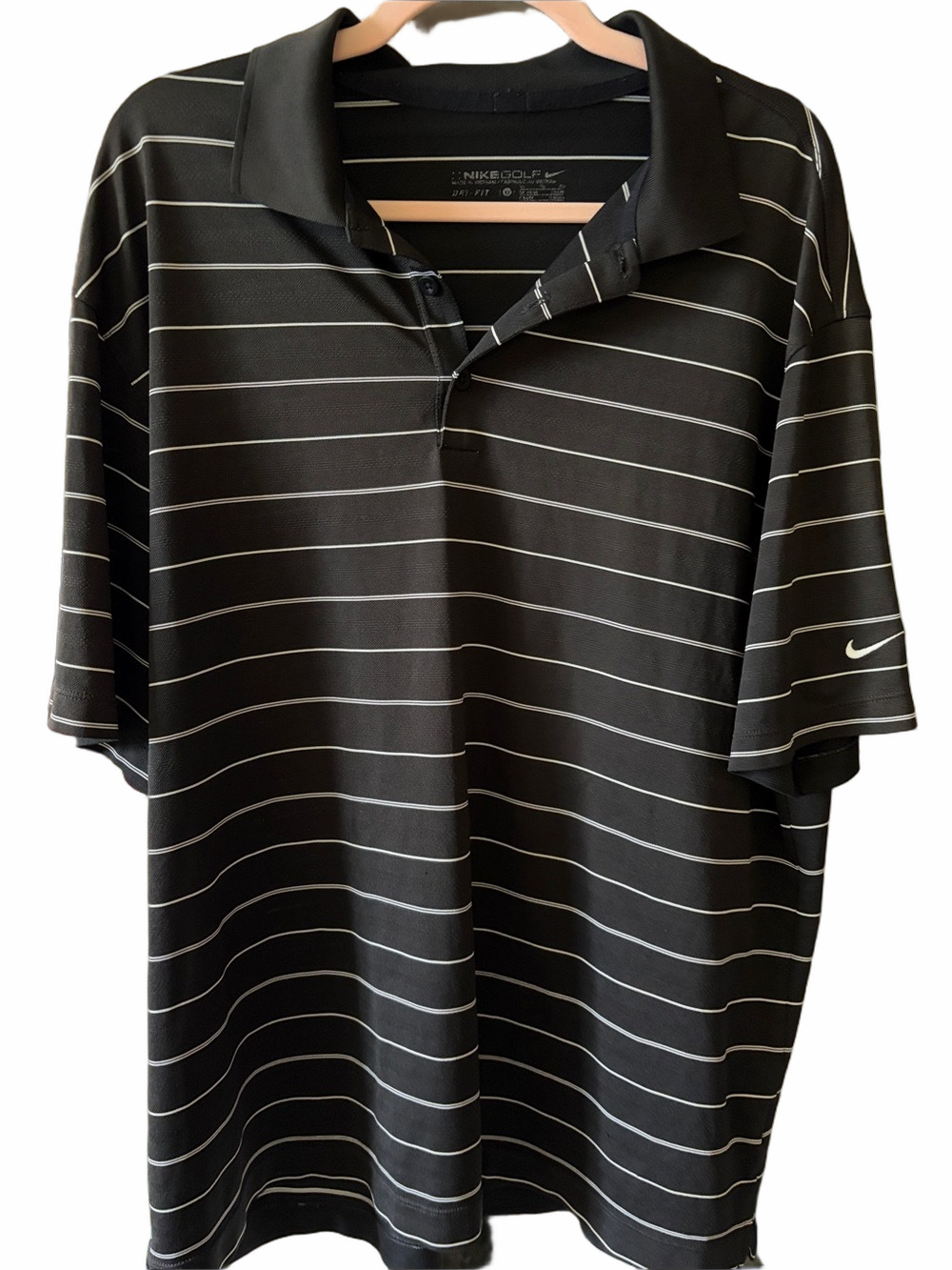Men’s Nike dry fit XL Golf shirt black and white stripe.